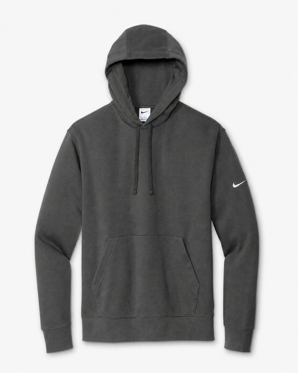 Plain charcoal gray Nike hoodie on a white background, ready for custom embroidery or logo decoration.