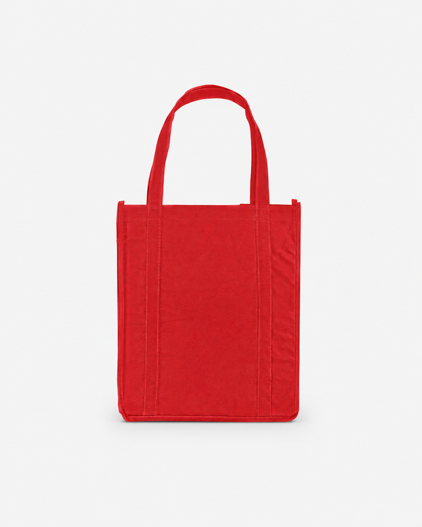 Plain red tote bag on a white background, ready for custom printing or logo decoration.